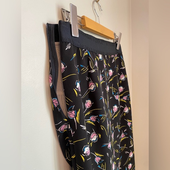 BIMBA Y LOLA Tulip Asymmetrical Black and Floral Midi Skirt Size 4 EU36 - Picture 12 of 15